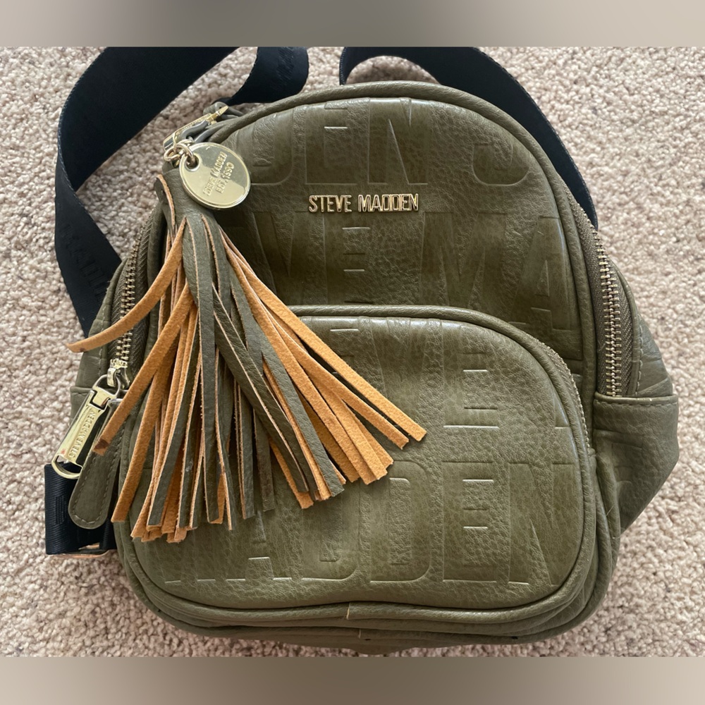 Steve Madden Khaki mini backpack Bag with Tassel
